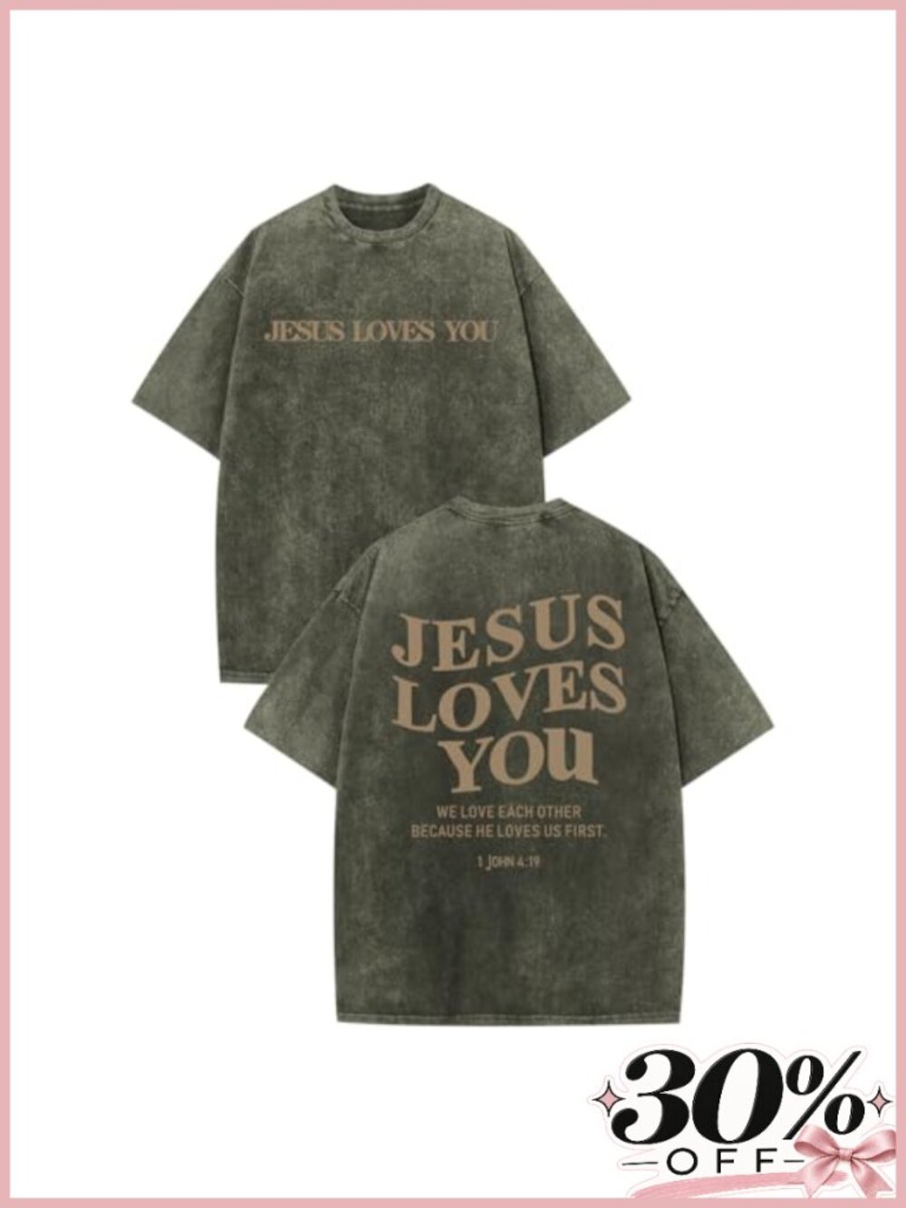 Men's Christian Jesus Loves You Graphic T-Shirt Cotton Religious Faith Tee